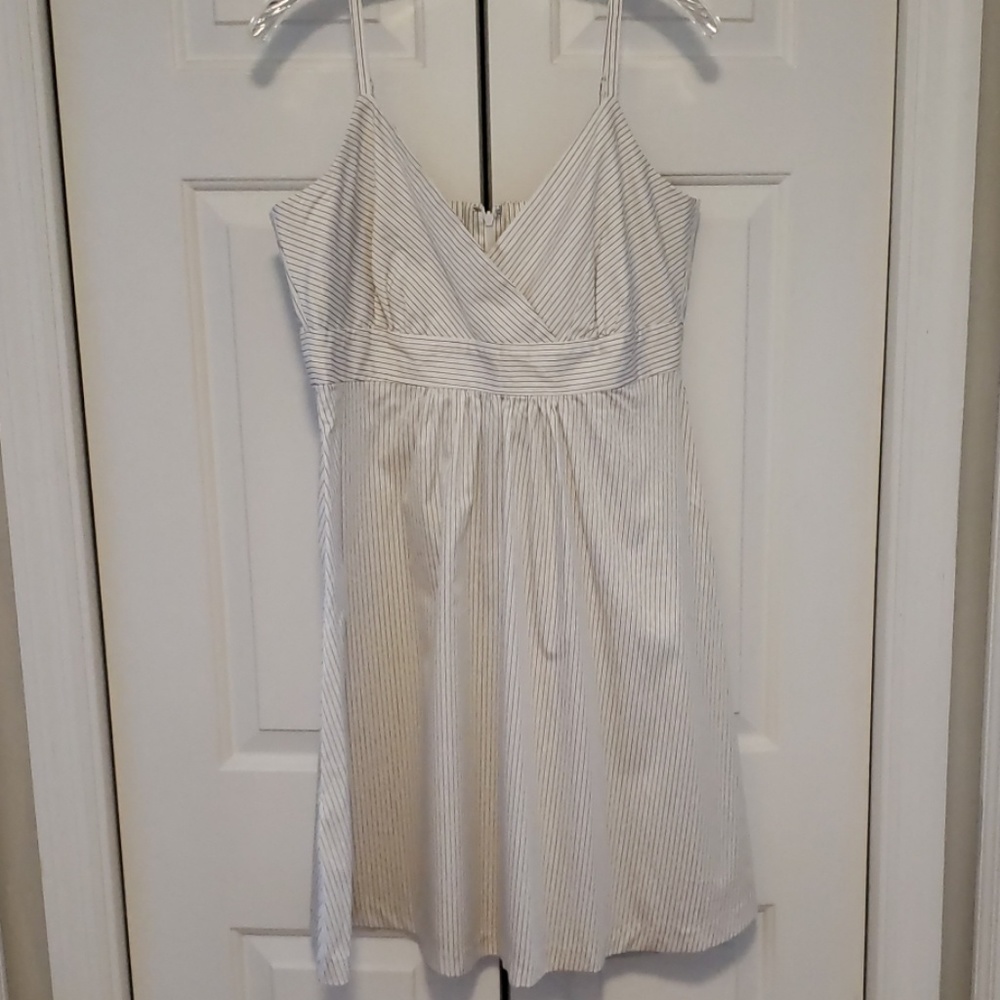 White with black pinstripe sundress
